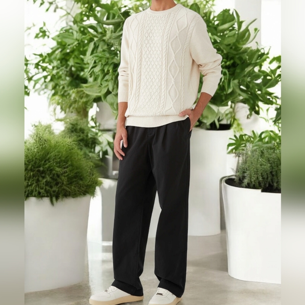 GAP Cable Knit Ivory Cotton Blend Sweater Men's Size M